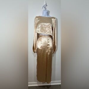 Lovers + Friends Shimmering Gold Top plus pants